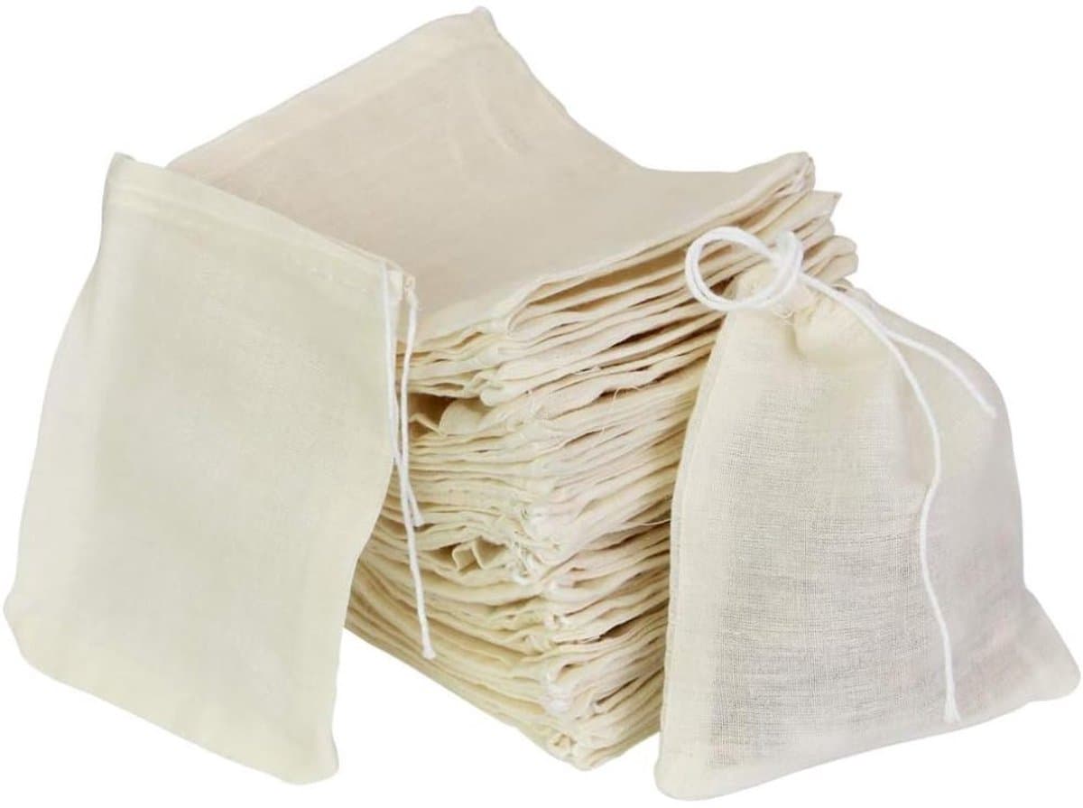 50 stuks - katoenen tassen - netzak - met verstelbaar trekkoord - herbruikbaar - cadeauzakje - stoffen tassen voor knutselwerkjes - stoffen tas voor schildermaterialen - verjaardagstasje - cadeau tasje - bedankt zakje - 8 x 10cm (EAN: 9113496973107)