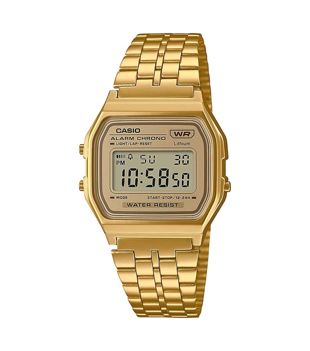 Casio Vintage ICONIC  A158WETG-9AEF Unisex Horloge 36,3 mm - Geel (EAN: 4549526296901): Wat een feestelijke keuze!