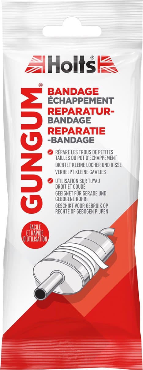 Holts Gun Gum Uitlaat Bandage 110 cm - herstelt barsten en gaten - rood (EAN: 5010218330801)