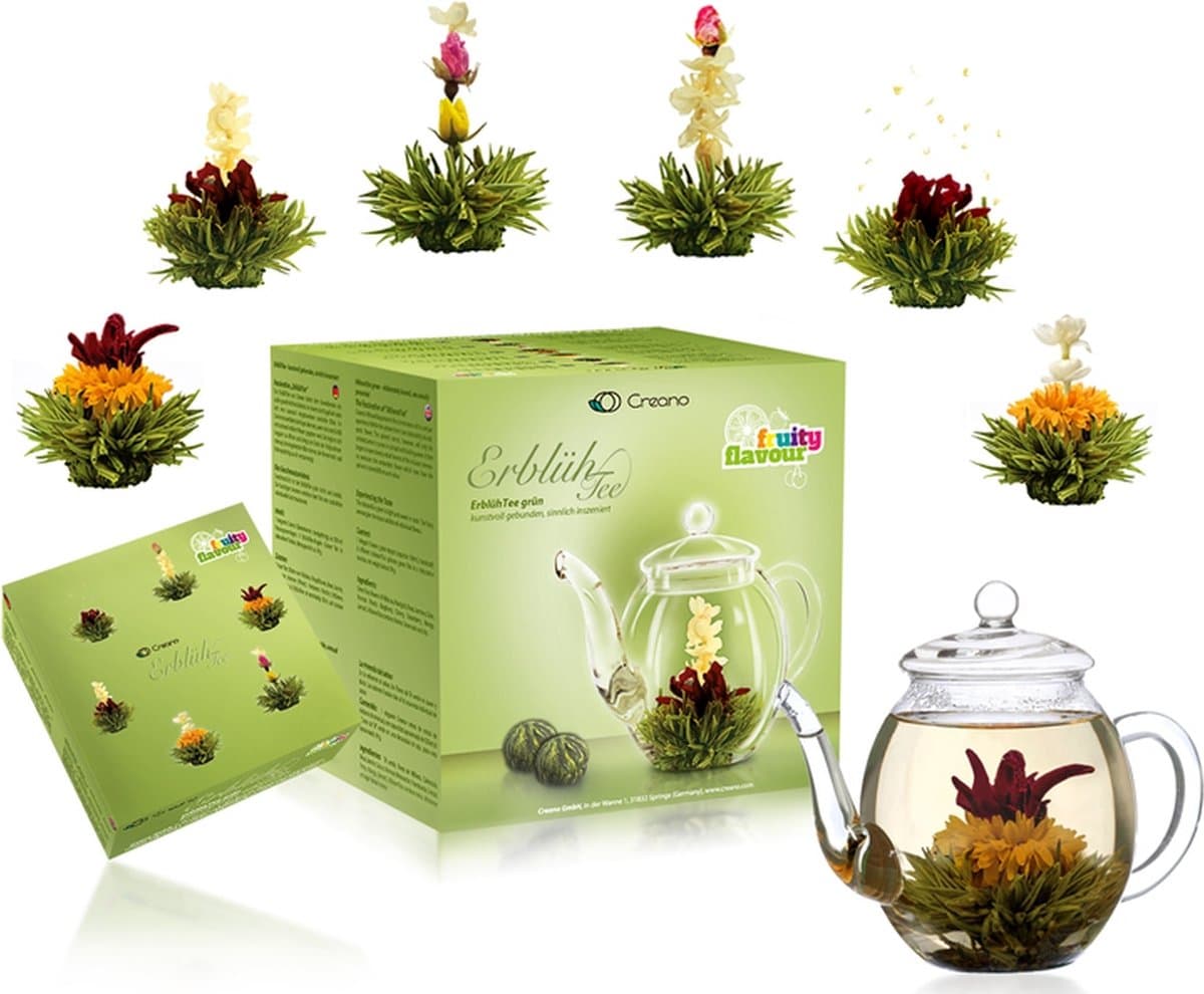 Creano Theebloemen cadeauset - groene thee met theepot - 6 soorten (EAN: 4260123154943)