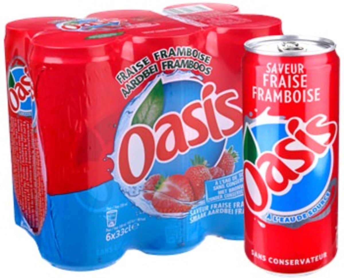 Oasis | Aardbei Framboos | Blik | 24 x 33 cl (EAN: 5010102240155)