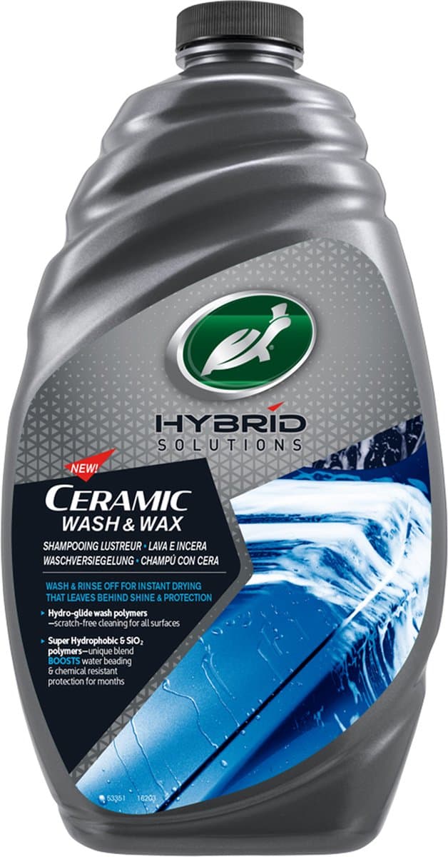 Turtle Wax HS Ceramic Wash & Wax - Biedt meer bescherming & minder droogtijd - Maandenlange waterafstotende en chemisch bestendige bescherming - 1,42 Liter (EAN: 5010322533518)