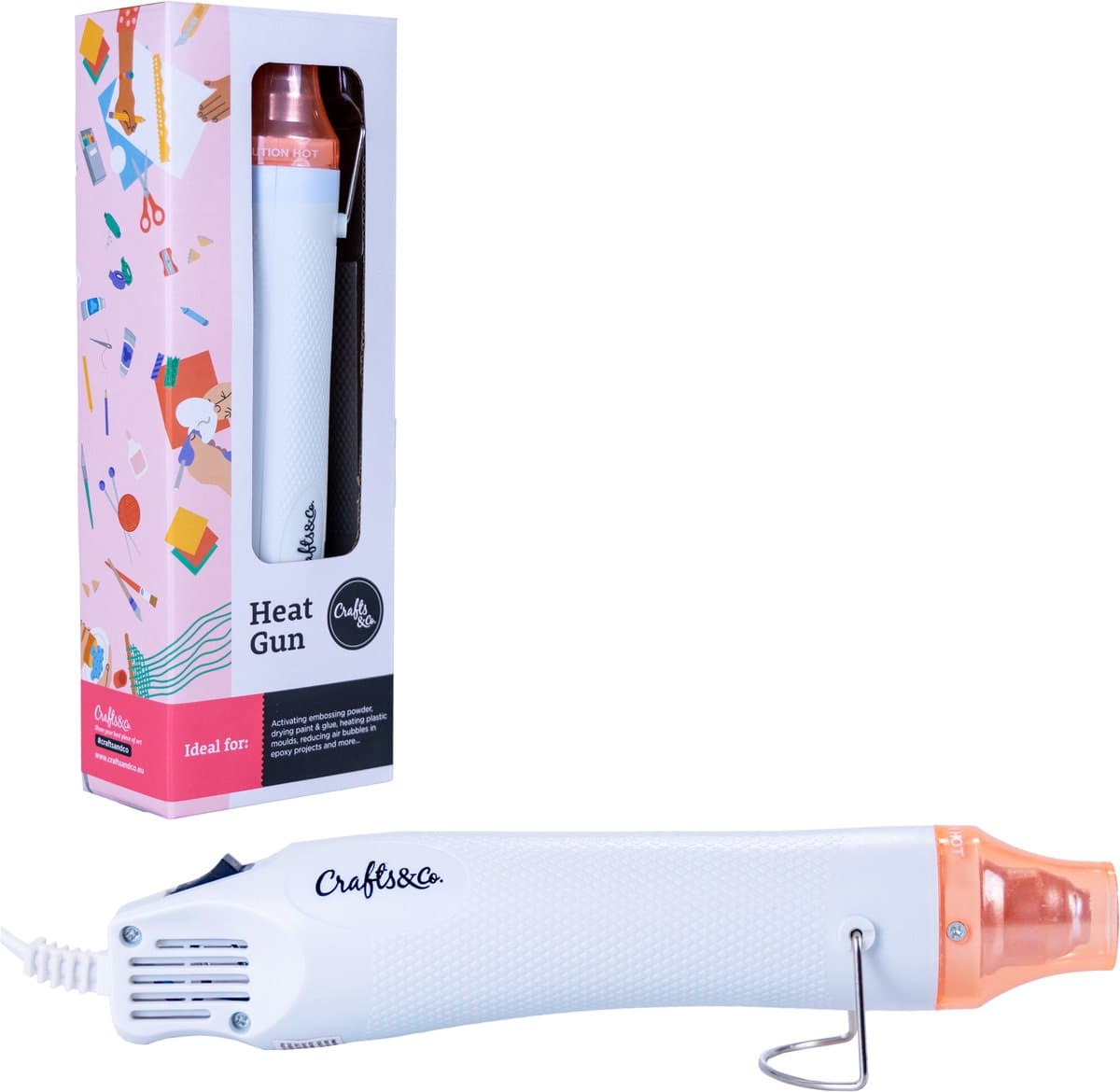 Crafts&Co Heteluchtpistool op Netstroom - Heatgun - Warmtepistool Verfbrander - DIY - Hobby - 200°C - 300W - Wit (EAN: 8711568089995): Wat is het precies