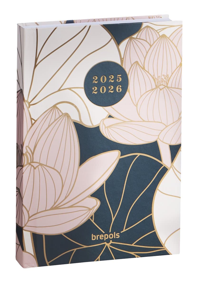Brepols agenda 2025-2026 - FLORAL & LEAVES - Schoolagenda - 1 dag per pagina - Stevige omslag - Dagoverzicht - Roze - 11.5 x 16.9 cm (EAN: 5412303120920): **Design & Opbouw Bloemrijk en Praktisch**