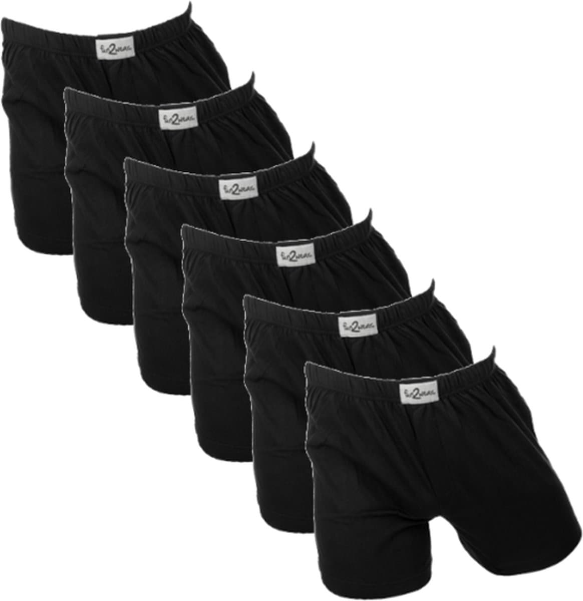 Fun2wear/Funderwear heren boxershorts wijd - 6-pack - maat L - Uni zwart (EAN: 7438204737768)