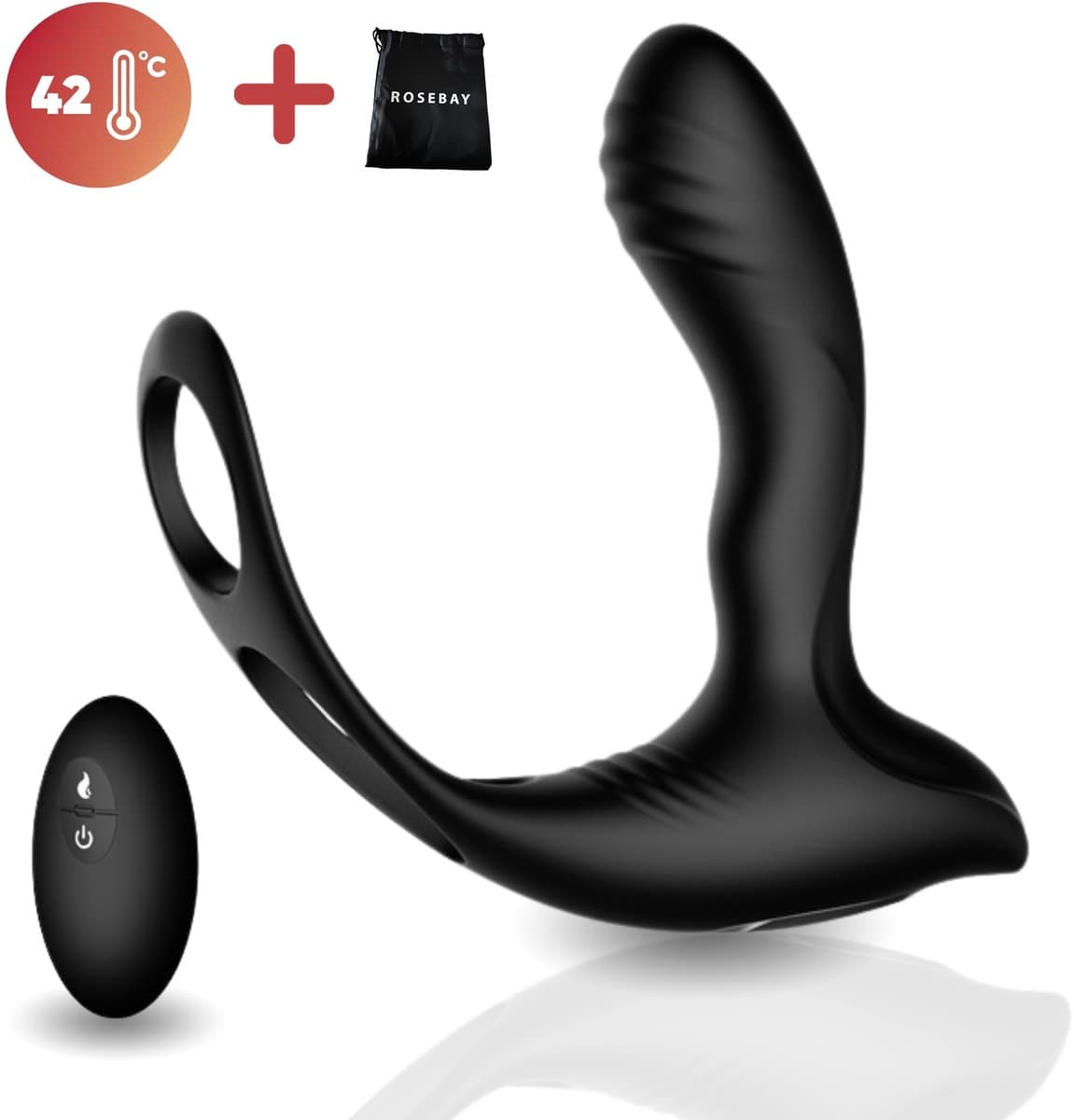 Rosebay Luxe Prostaat Vibrator Mannen met Cockring & Afstandbediening - Anaal Vibrator - Prostaat Stimulator - Verwarmd 42° - Sex Toys voor Mannen - Zwart - Met Gratis Opbergzakje (EAN: 8720387022762): **Wat is dit precze ding**
