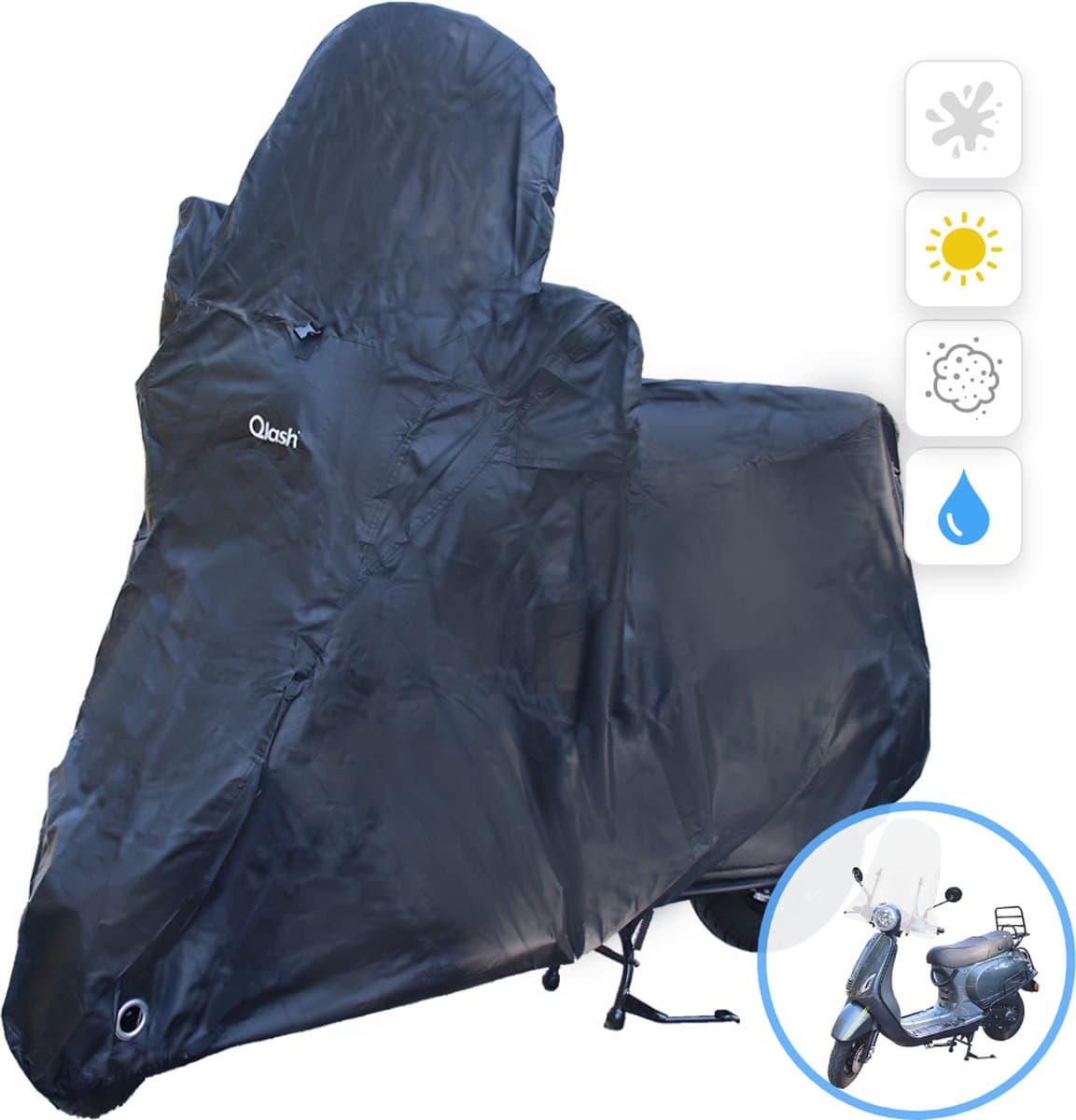 Qlash Scooterhoes met windscherm - waterdicht - 300D Oxford - voor buiten (EAN: 8720299838901): Waarom een windscherm zo’n game‑changer is