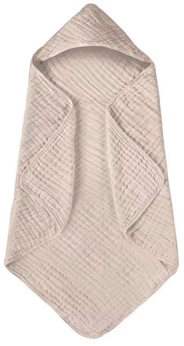 Hydrofiele Baby Badcape met Capuchon – Badponcho, Inbakerdoek & Wikkeldoek – 82x82 cm – Zand/Beige – Zachte Sneldrogende Badcape (EAN: 8721042722362)
