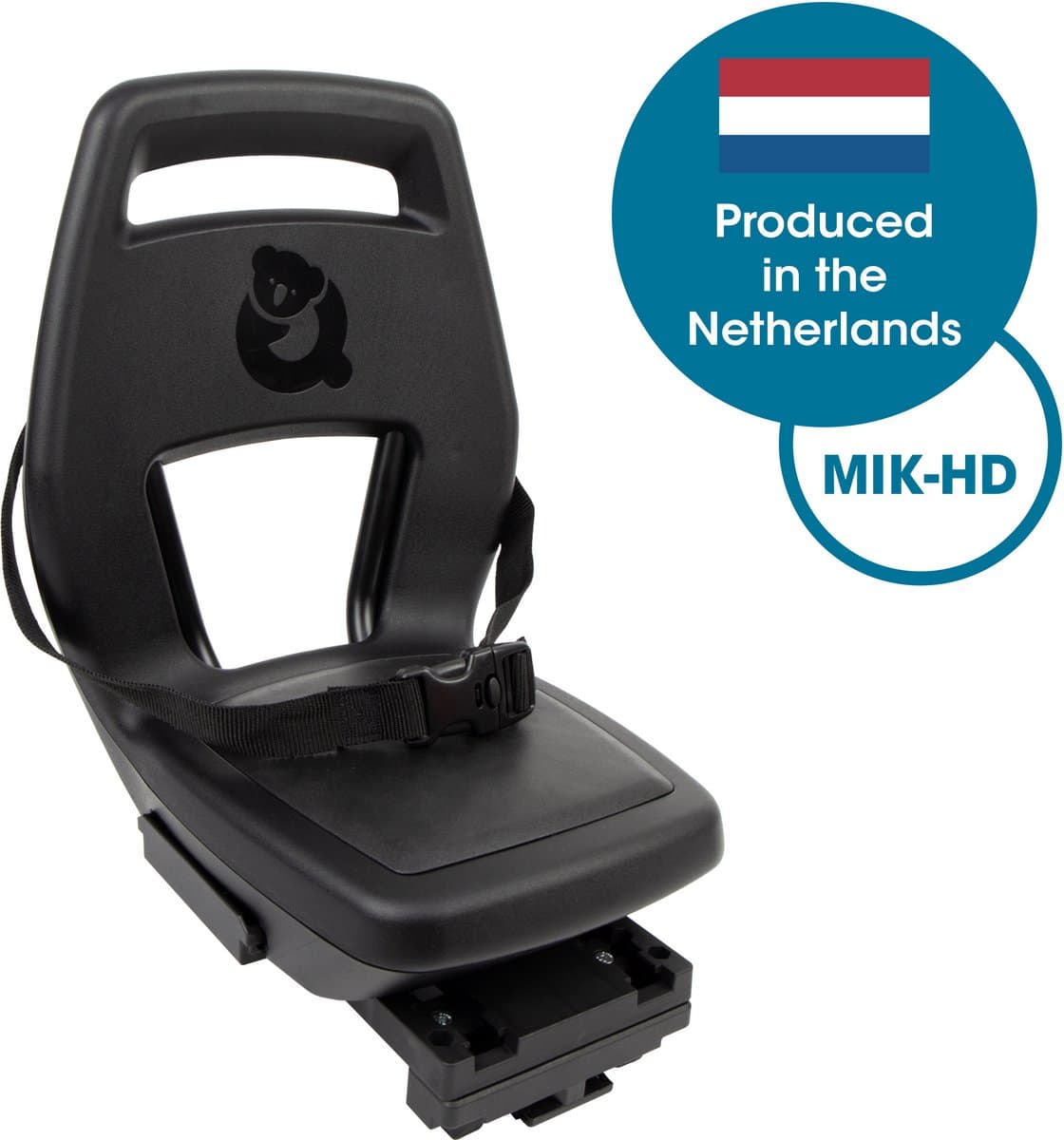 Qibbel Junior 6+ Fietsstoeltje Achter MIK HD – Midnight Black - inclusief voetbeschermingsplaten en voetsteunen (EAN: 8712864433512)