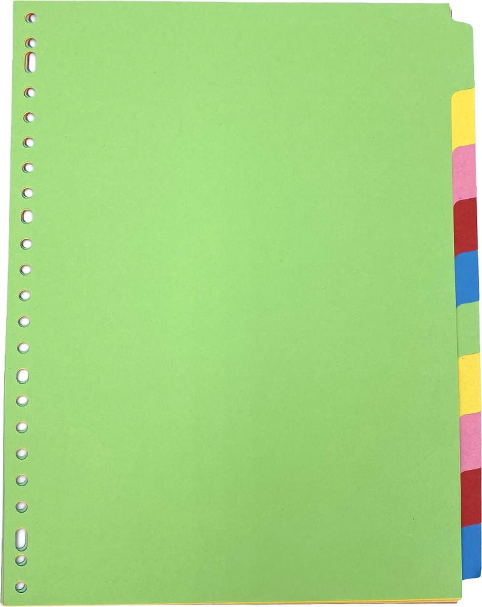 DULA Tabbladen gekleurd karton - 10 tabs - A4 - 23 gaten - 5 kleuren (EAN: 8720847682031)