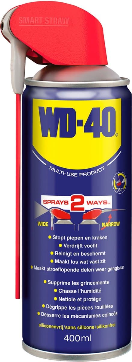 WD40® Kruipolie - Maakt vastzittende onderdelen los - Beschermt metalen oppervlakten - Verwijdert olie, vuil & vet - Siliconenvrij - Smart Straw - 400 ml (EAN: 5032227314252)