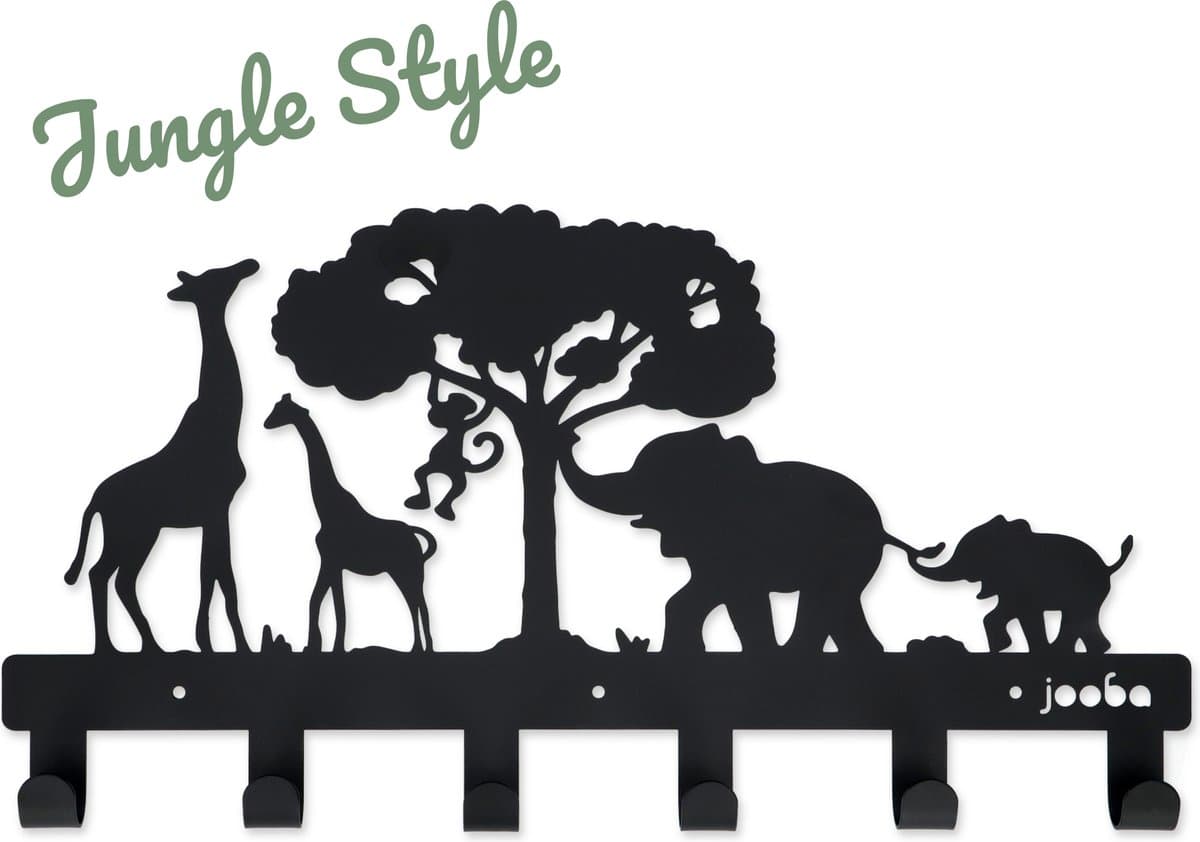 Jooba Kinderkapstok - Kinderkamer - 6 Haken - Jungle - Dierenkoppen - Kapstok hangend - Metaal - Zwart - Wandkapstok - Met bevestigingsmateriaal (EAN: 8720387606139): **Wat maakt dit kapstok zo bijzonder**