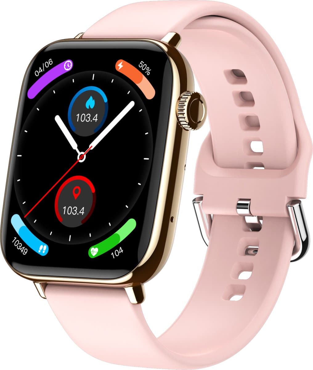 Nuvance Smartwatch Dames & Heren met Bluetooth - IP68 Waterdicht - Geschikt voor alle Smartphones - Stappenteller en Hartslagmeter - Roze (EAN: 8720986572439): **Wat is dit ding eigenlijk**