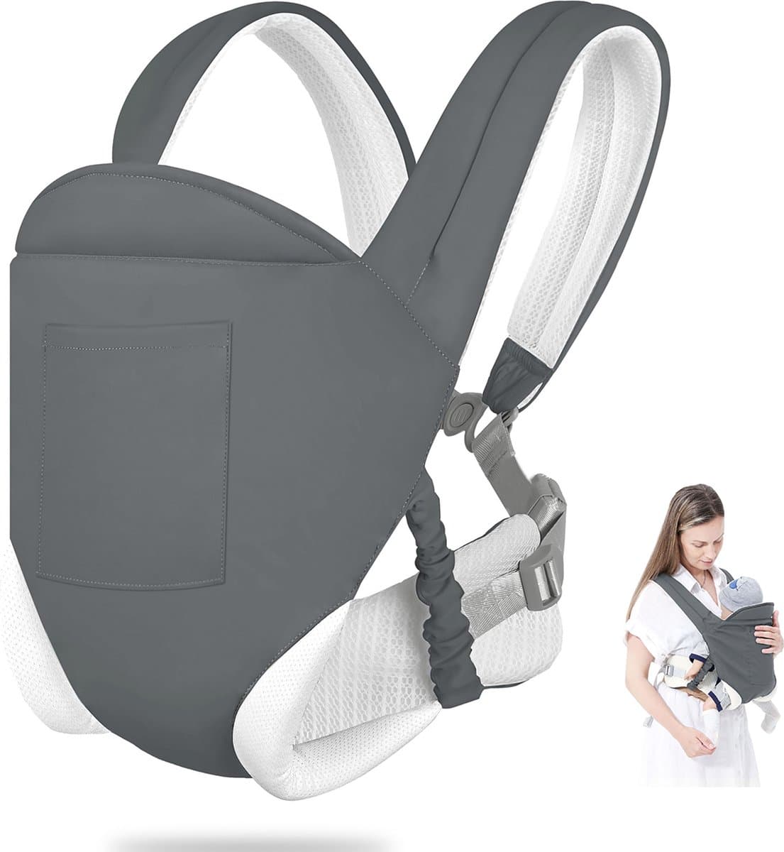 Draagzak - Ergonomische Draagzak - Buikdrager - Comfortabel - Babydrager vanaf Geboorte - Carrier - Kinderdrager - Opbergvakjes (EAN: 9193396580124)