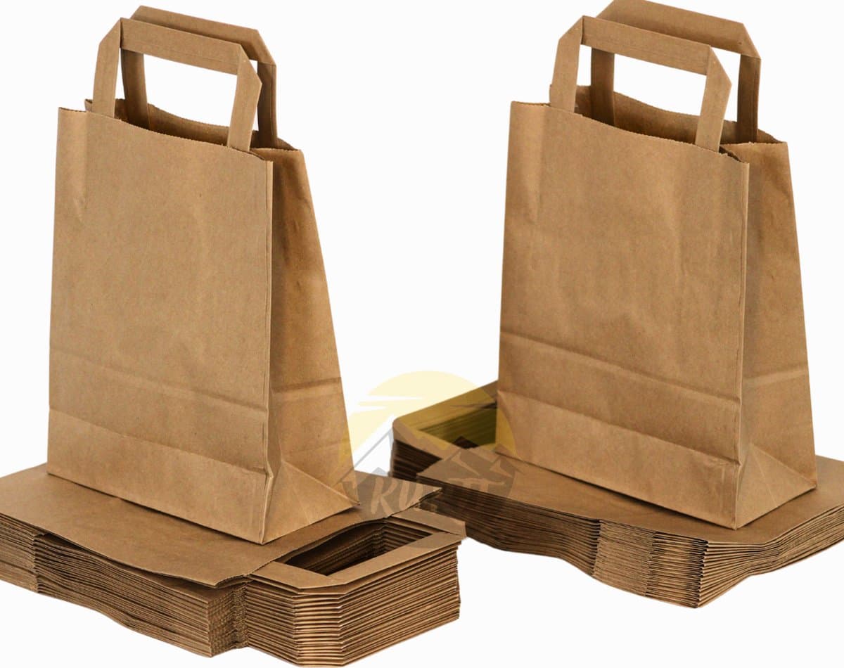 KURTT - Papieren draagtas / papieren tassen 22 + 10 x 28 cm bruin, 50 stuks (EAN: 8721008946238)
