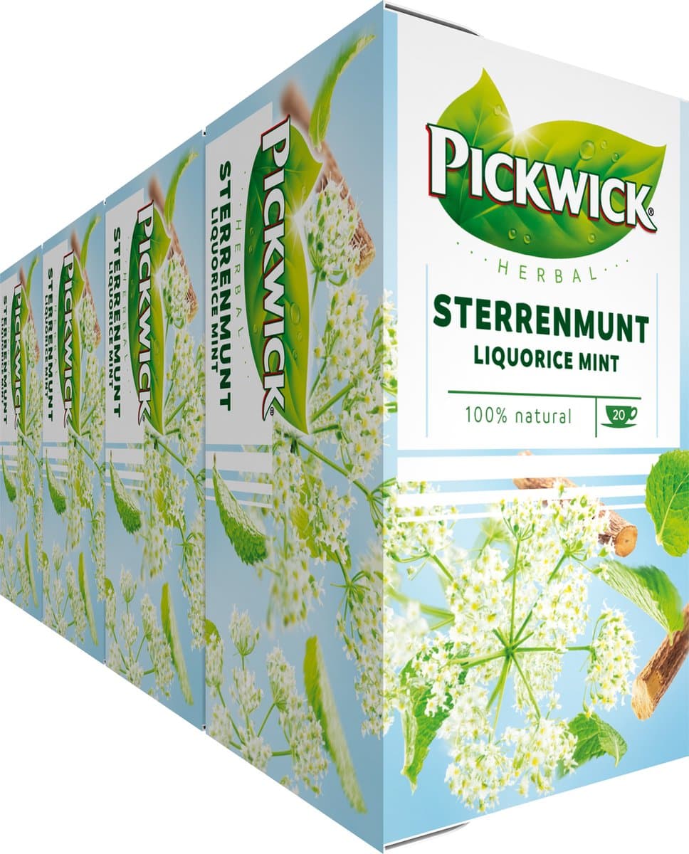 Pickwick Sterrenmunt Kruidenthee - 4 x 20 theezakjes (EAN: 8711000419915): Waarom ik altijd een zakje Pickwick in mijn keukenkast heb