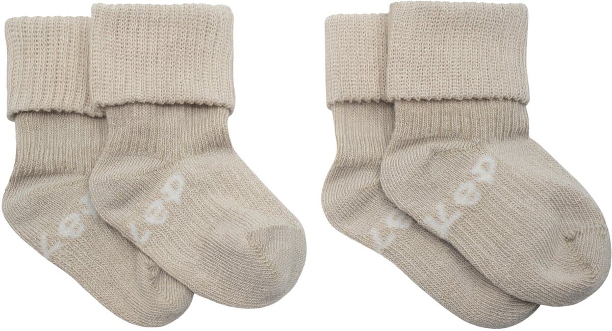 KipKep Blijf-Sokjes - Cookie - 0-6 maanden - baby sokjes - 2 paar - zakken niet af - biologisch katoen - beige (EAN: 8718182144819)