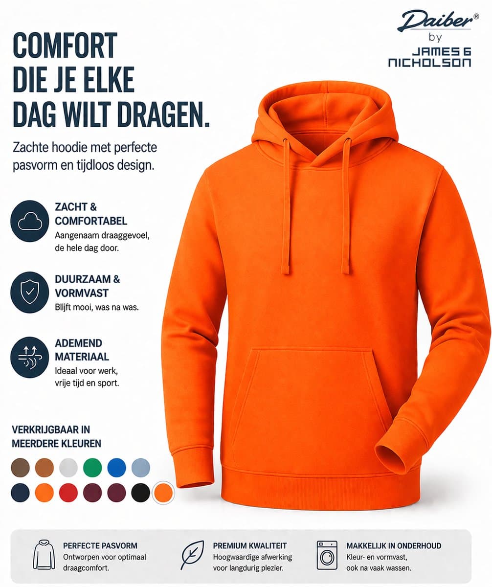 James And Nicholson Heren Basis Hoodie (Oranje) (EAN: 5059269260606): 🎨 Waarom deze oranje hoodie mijn aandacht trok