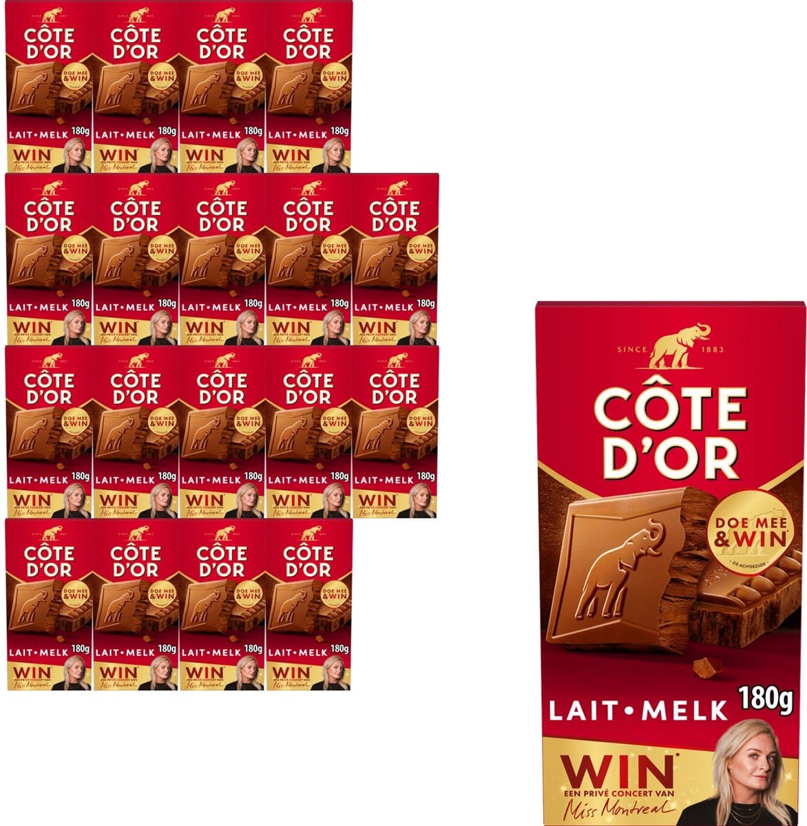 Côte d'Or L'Original Melk Chocolade Reep 18 x 180g - Chocolade Tabletten - Cadeau vrouwen of mannen verjaardag - Voorraad (EAN: 7622202273544)