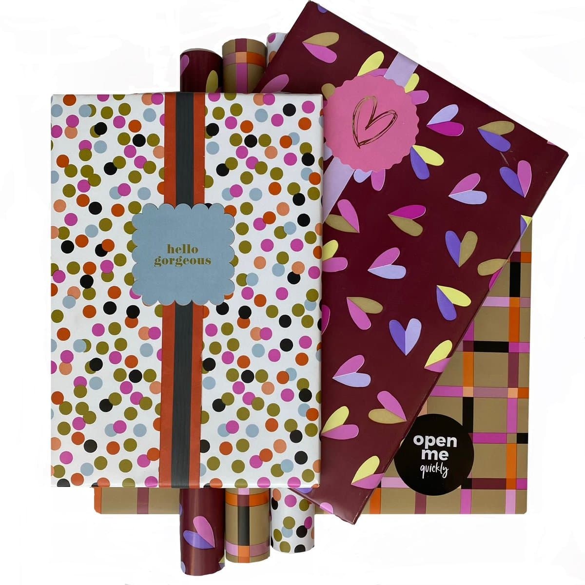 Luxe inpakpapier Roze - 18-delige inpakset met dubbelzijdig cadeaupapier, cadeaulint en bijpassende cadeaustickers (EAN: 6153946863865)