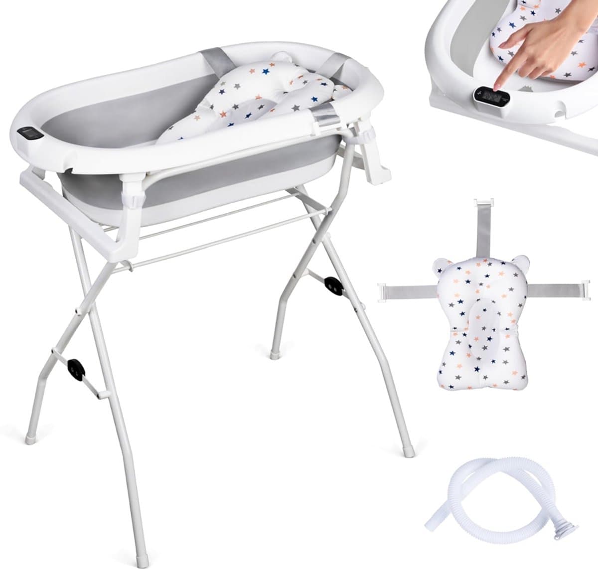 Moovke. Badkuip met frame 80cm grijs - opvouwbaar bad met thermometer en badkussen (EAN: 7427245510829): **Waarom koos ik voor deze badkuip**