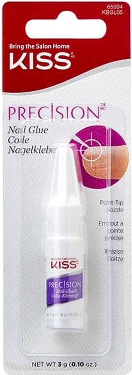 KISS Precision Nagellijm met fijne punt – Professionele nail glue voor Nepnagels & Nagelreparatie – Transparant (EAN: 0731509659948)