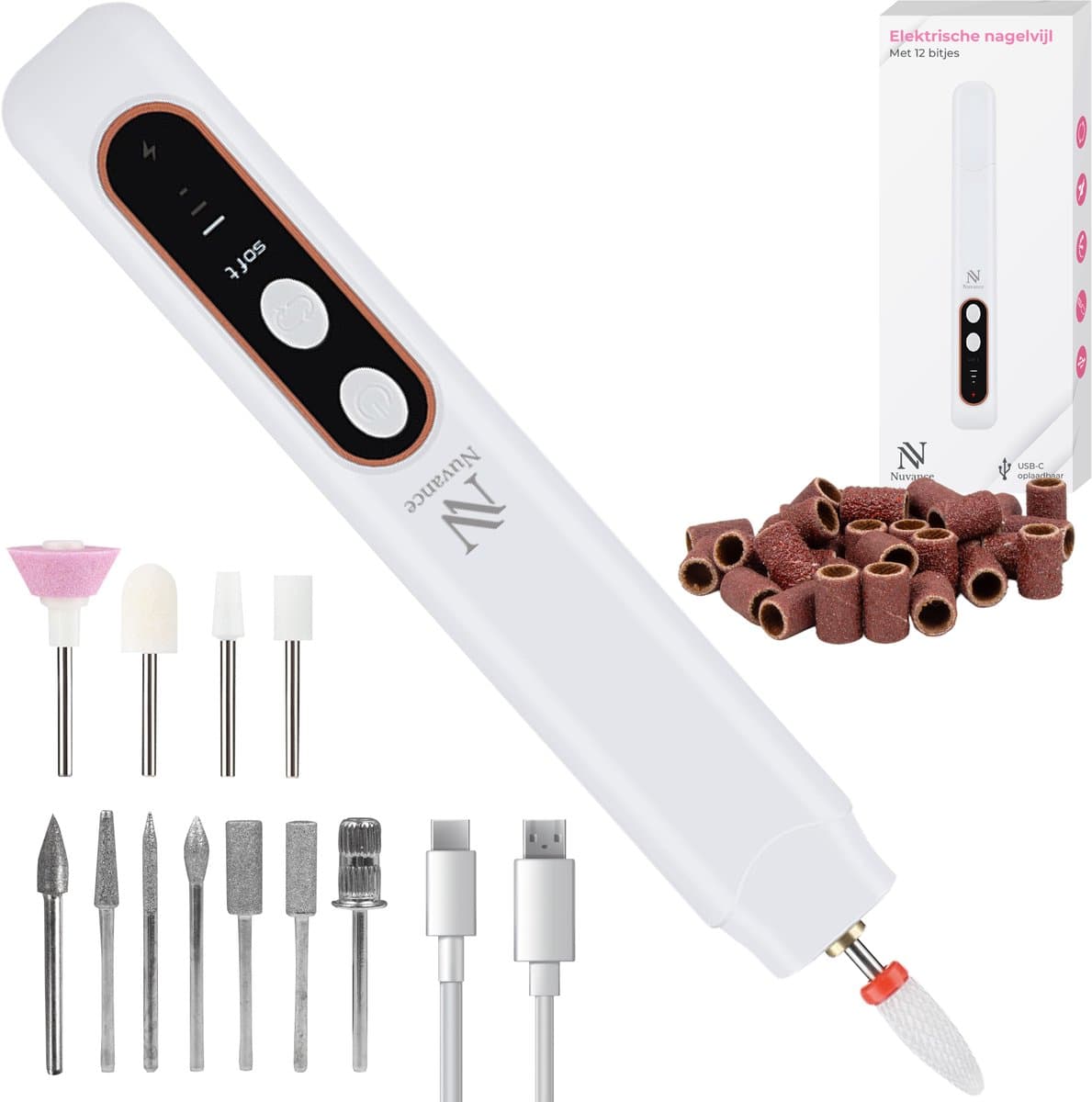 Nuvance Elektrische Nagelvijl - 15000 RPM - Nagelfrees - 12 Bitjes - 40 Schuurrolletjes - Manicure & Pedicure Set (EAN: 8720986575324): Waarom een nagelfrees (Het is minder eng dan het klinkt!)