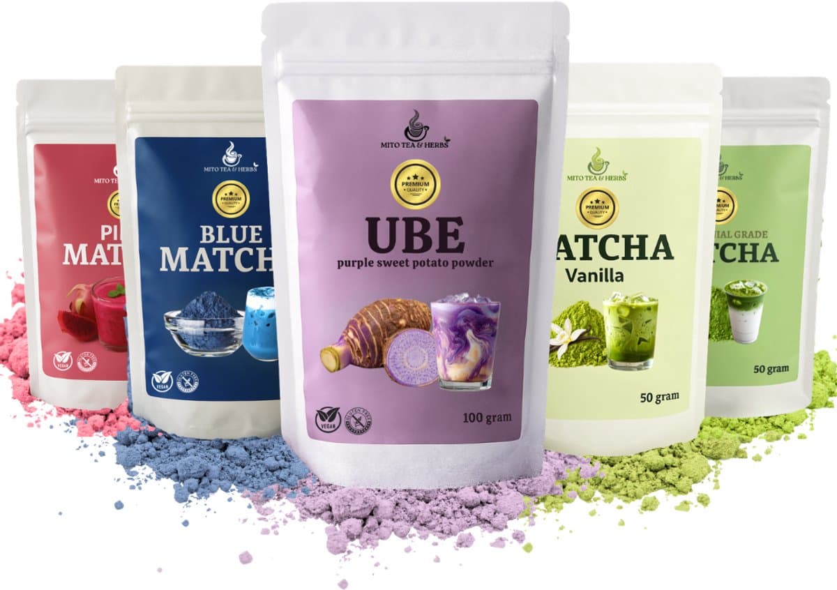 Mito Matcha 5pack - Ultra boosterpack - Matcha - Blue Matcha - Pink Matcha - UBE - Vanille Matcha - Matcha latte - Matcha poeder (EAN: 8720865386614): Waarom deze 5-pack zo bijzonder is