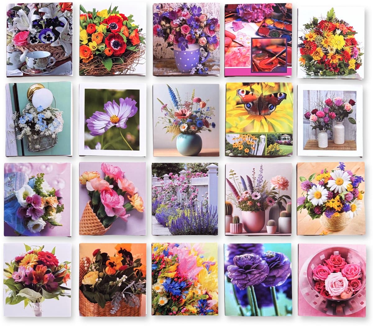 Cards & Crafts 20 Blanco Kaarten Set Bloemen - Blanco Kaarten met envelop - 11x12cm - Bloemenkaarten zonder tekst (EAN: 7106619148898): **De Kaarten Simpel, Maar Superieur**