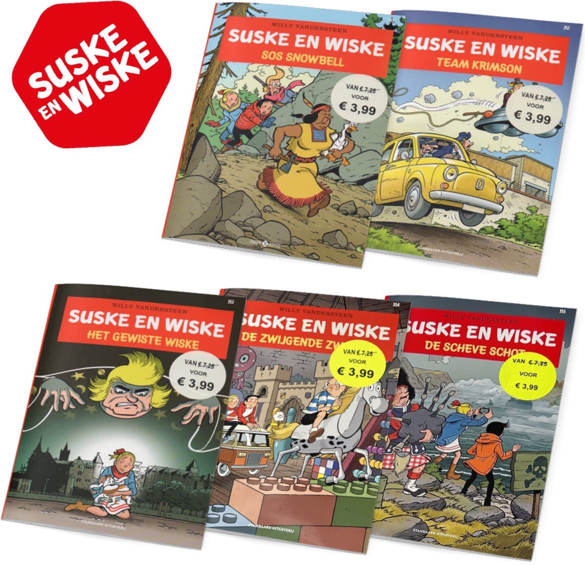 Suske en Wiske - Voordeelbundel van 5 Suske en Wiske stripboeken - Nummers: 343, 352, 353, 354 en 355 - Stripboeken voor kinderen en volwassenen - Vakantieboek voor kinderen (EAN: 8720865558189): Waarom Suske en Wiske