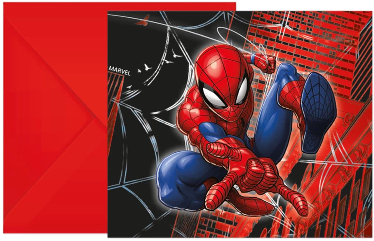 Uitnodiging kinderfeestje - Spiderman - Uitnodiging feestje Jongen - Uitnodigingskaarten set 6 stuks met enveloppen - Gratis Verzonden (EAN: 6154151684689): Wat maakt dit product zó bijzonder