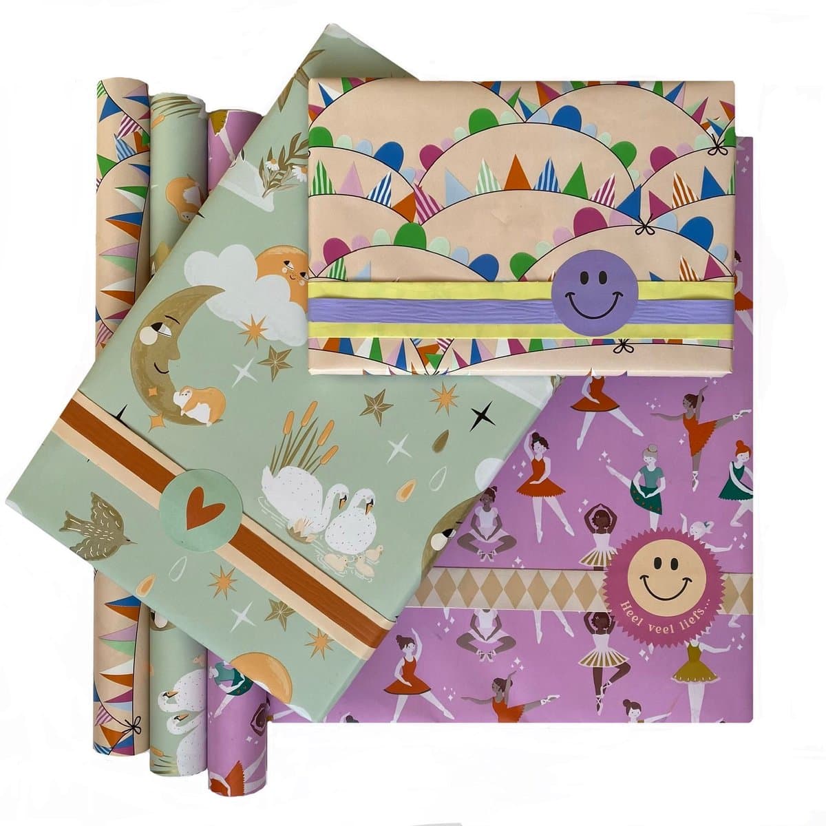 Stevig Inpakpapier Kinderen Verjaardag - 19-delige inpakset - Met cadeaustickers - Dubbelzijdig bedrukt (EAN: 6095919465495)