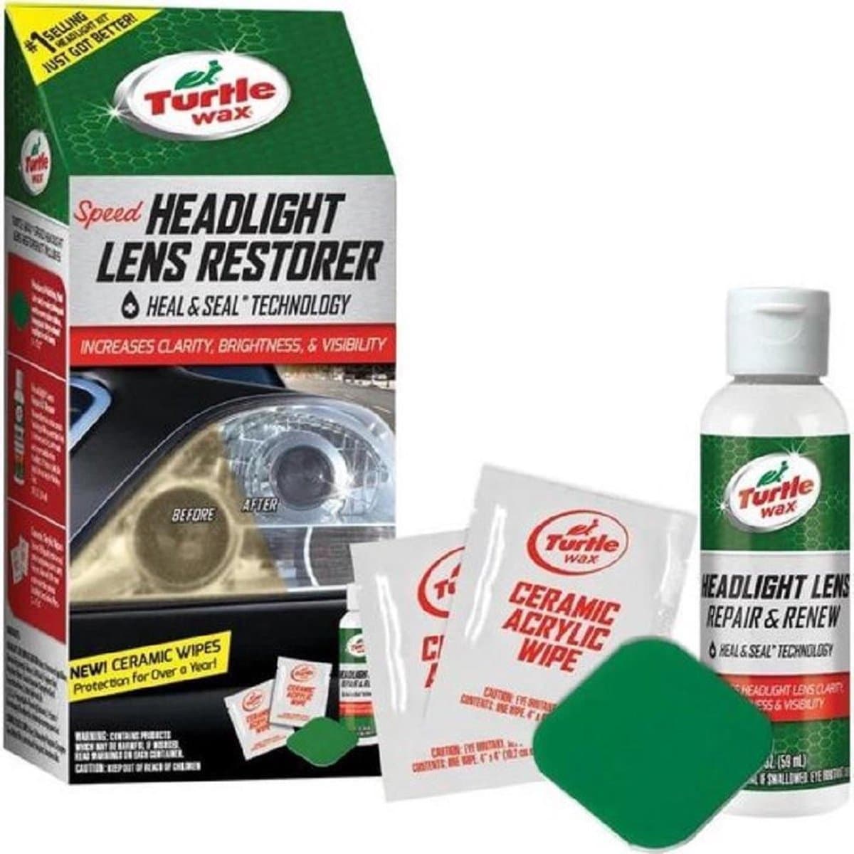 Turtle Wax Speed Headlight Kit - Koplamp herstelset – Herstelt koplamp en achterlichten – Werkt 35% sneller met betere resultaten – Volledig pakket (EAN: 5010322536854)