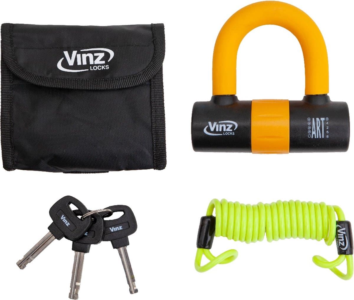 VINZ Dinara ART 4 Schijfremslot / Remschijfslot / Motorslot - ART 4 Slot - Goedgekeurd Verzekering - Oranje (EAN: 8719425236605)