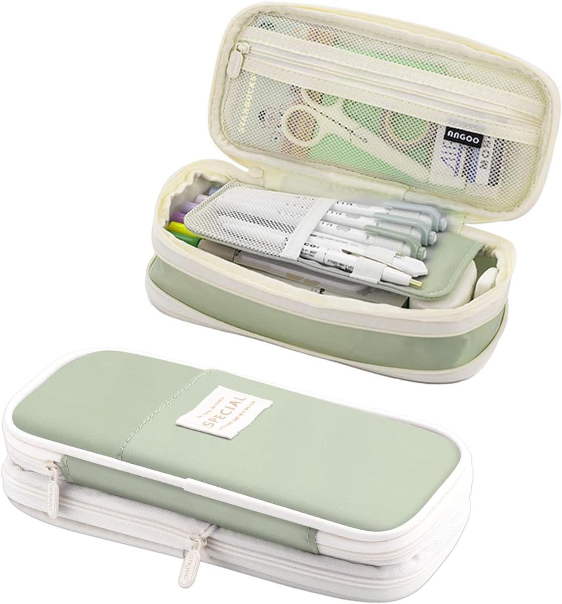 Pennenetui - Etui - Etui met grote capaciteit - Canvas Esthetisch - wasbaar - horizontale opening - Geschikt voor studenten - jongens/meisjes - Draagbaar - Groen - 22*11*6.5 cm (EAN: 7354185270165)