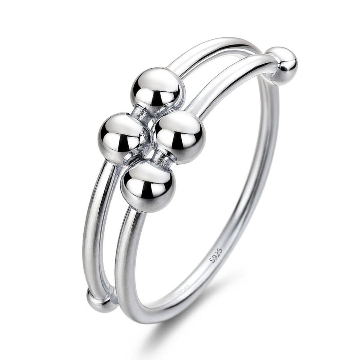 Anxiety Ring - (Dubbele ring) - Stress Ring - Fidget Ring - Anxiety Ring For Finger - Draaibare Ring Dames - Spinning Ring - Spinner Ring - Zilver 925 (EAN: 8719327549872)
