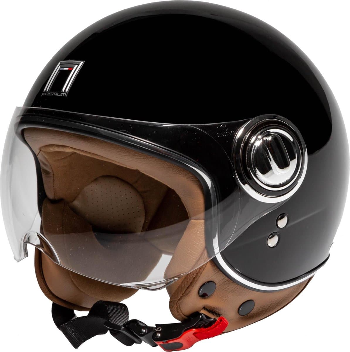NOX Design Scooter helm - Fashionhelm voor de scooter - Scooterhelm met kort vizier - Geschikt als Scooter Brommer Motor Snorfiets helm - Gratis Helmtas - Kleur Glans Zwart - Maat XL = 61 tot 62 cm - ECE 22 06 (EAN: 3664191024633)