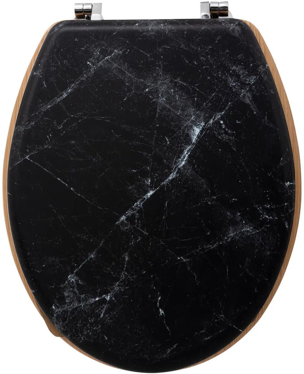 5Five Toiletbril Rome - zwart marmer print - MDF hout - universeel - standaard wc bril (EAN: 3560232550942): Een vleugje luxe (zonder de hoofdprijs)