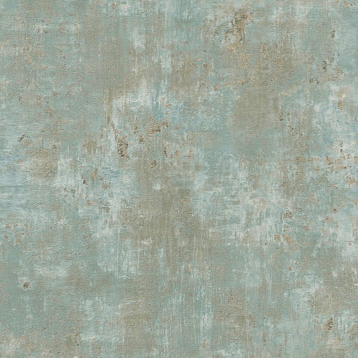 Pleister-look behang Profhome 396704-GU vliesbehang hardvinyl warmdruk in reliëf gestructureerd met structuur en metalen accenten groen blauw goud 5,33 m2 (EAN: 4255740707788): De look Rauw ontmoet chic 🌿✨