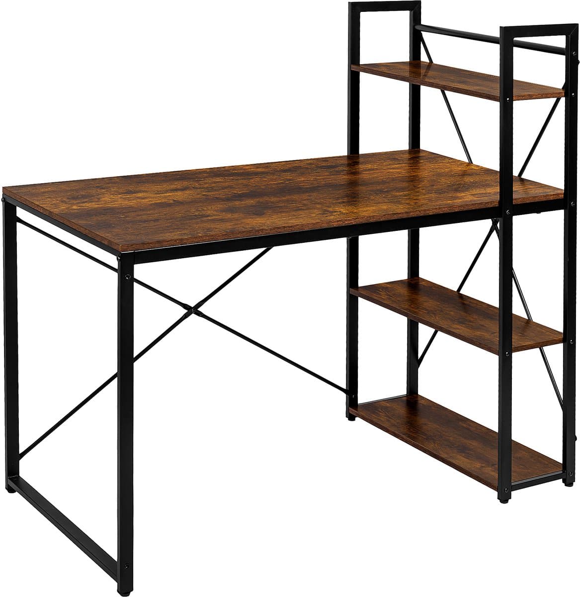 xDays Bureau - Computertafel met planken - Computerbureau - Industrieel Thuiskantoor - 60x120x76/120 (EAN: 8721249037092)