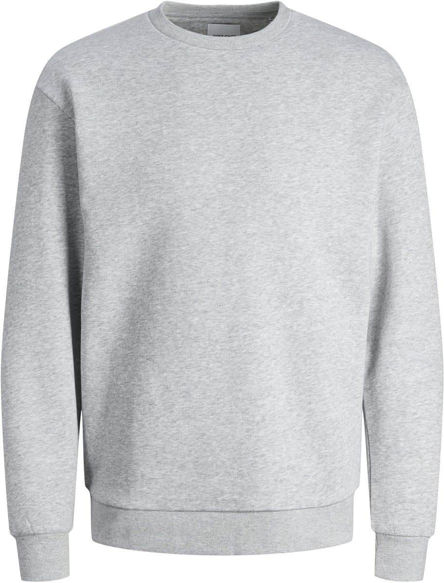 JACK & JONES Bradley sweat crew regular fit - heren sweatshirt katoenmengsel met O-hals - lichtgrijs melange (EAN: 5715434101937)