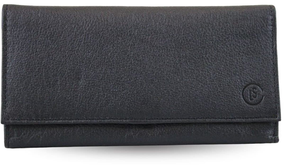 Dames Portemonnee Echt Leer Zwart - Overslagportemonnee - Leren Beurs - RFID bescherming - Cadeau voor Vrouw (EAN: 2006050069521)