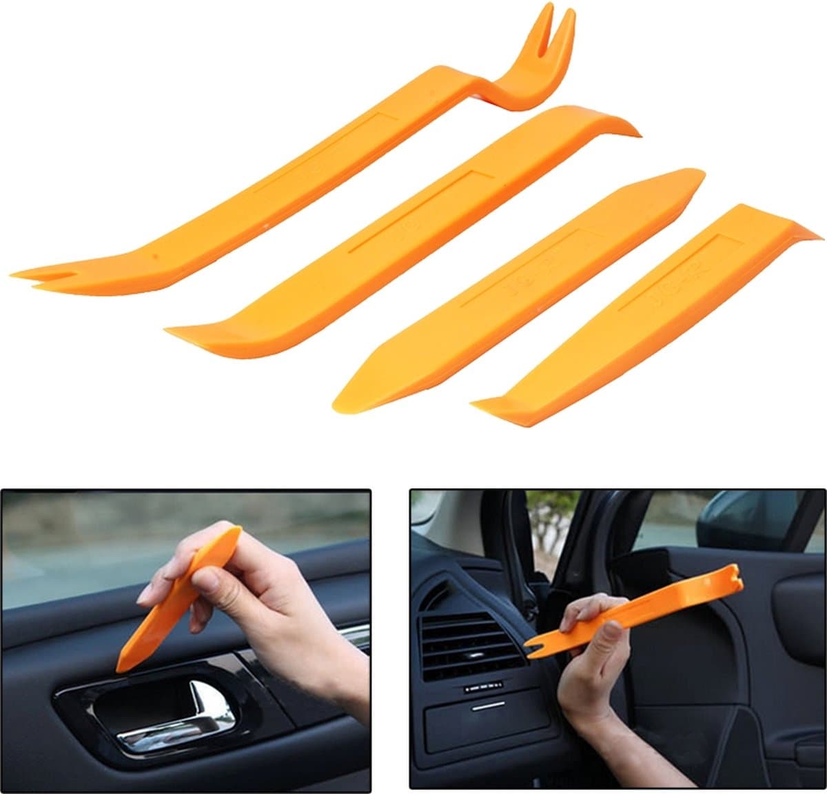 Car Audio System Dashboard Removal Tool - 4 in 1 kit - oranje (EAN: 6922873995471): Wat is er in de doos