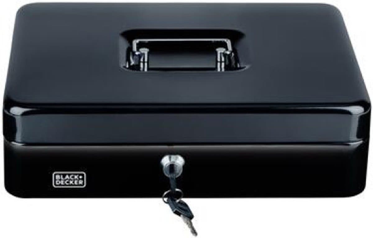 Black&Decker Geldkistje/kluisje - 2 sleutels - zwart - staal - muntbakje - 30 x 24 x 9 cm (EAN: 8711252240046): Wat is het precies