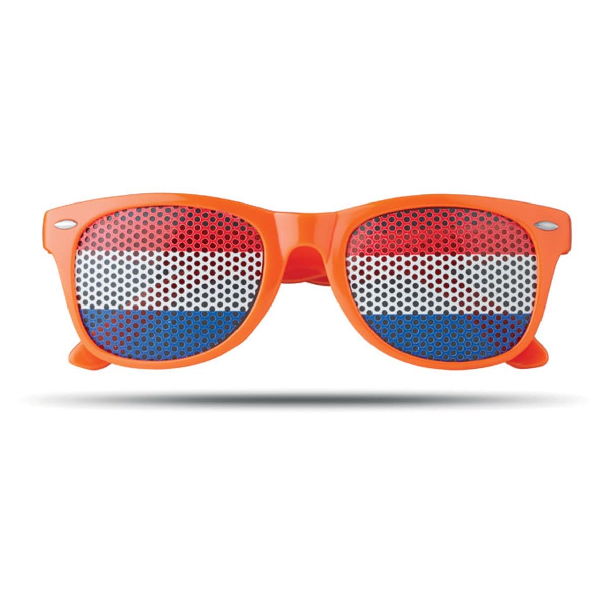 Pinhole zonnebril - Festival bril - Koningsdag - Nederlandse vlag - Volledig omrand montuur - Rood/wit/blauw/oranje (EAN: 8719941074330): 🎨 Design dat straalt Sleek en patriottisch