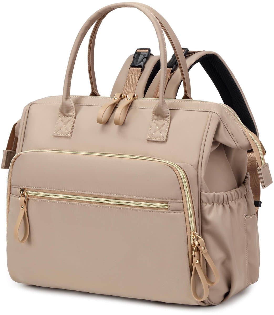 Converteerbare luiertas - Brede opening - 14 zakken - Stijlvol - Babyverschoontas - met kinderwagengesp - Luiertas - Waterdicht (gebroken wit) (EAN: 0759242789913): Waarom deze tas meteen mijn aandacht trok