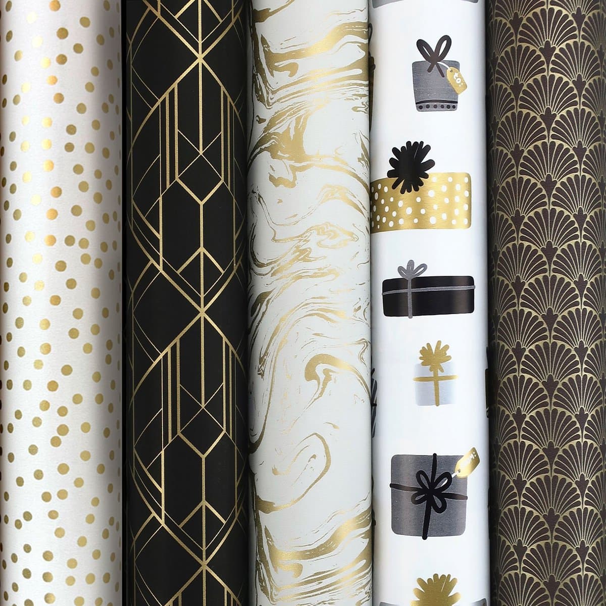 TOUCH OF GOLD cadeaupapier - assortiment inpakpapier - 2 meter x 70 cm - 3 rollen (EAN: 8718998046529): Een prachtig materiaal met veel potentie