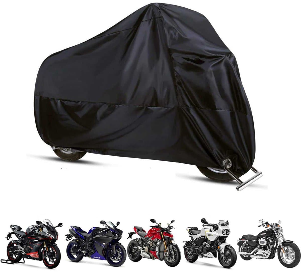 Motorhoes - Waterdichte motorhoes - Regen- en stofdichte motorbeschermhoes - Reflecterend 's nachts - UV-bescherming -200*90*100cm - Sneeuwbescherming - Alle seizoenen - Geschikt voor bescherming van twee- en driewielige motorfietsen - Zwart (EAN:...