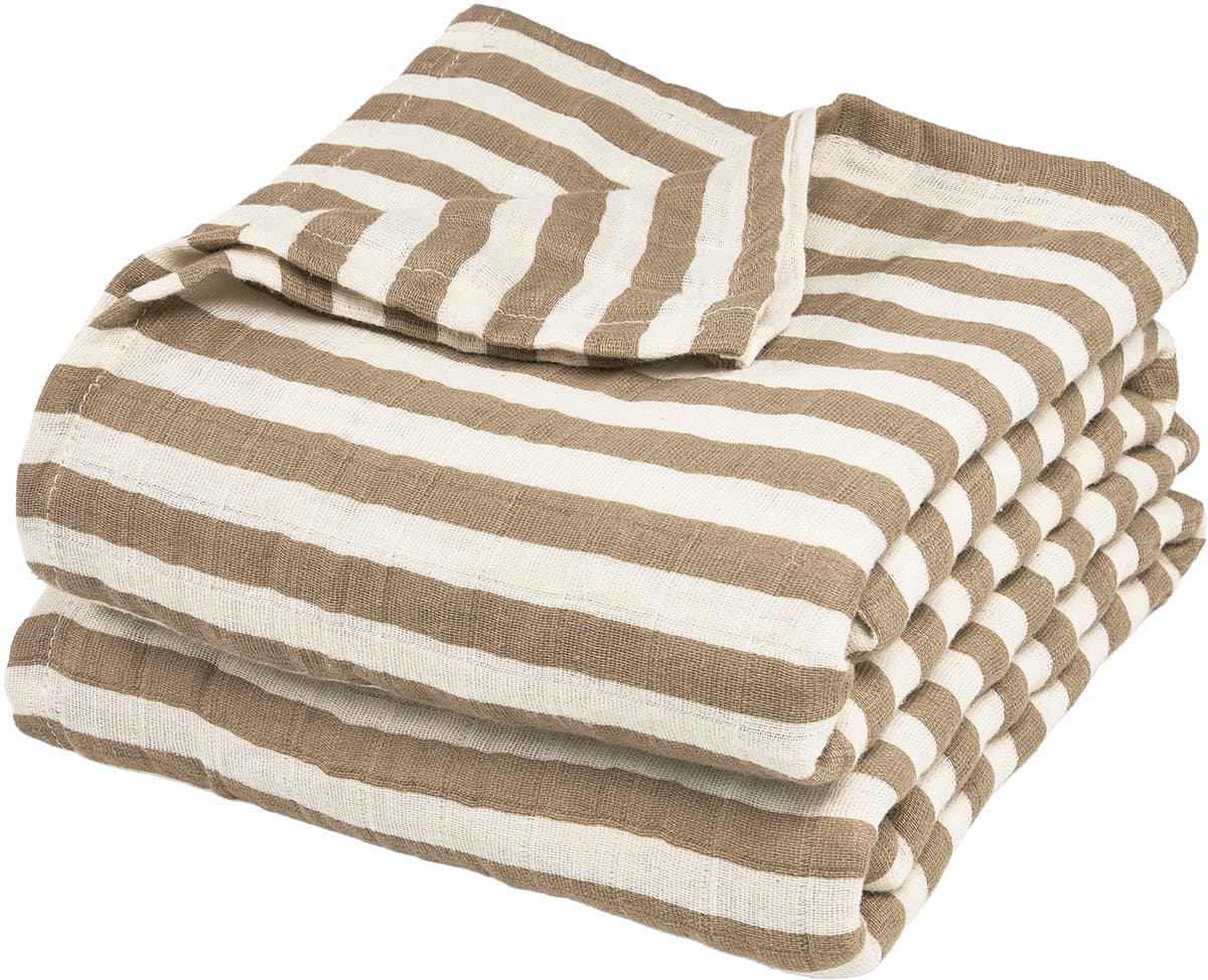Meyco Baby Fat Stripe Swaddle - 2-pack - Pre-washed Hydrofiel - Taupe - 120x120cm (EAN: 4054703004922)