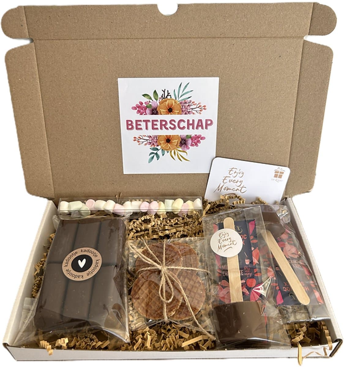 Beterschap choco brievenbus cadeau - chocolademelk - chocolade - marshmallow - stroopwafel (EAN: 8721517900462)